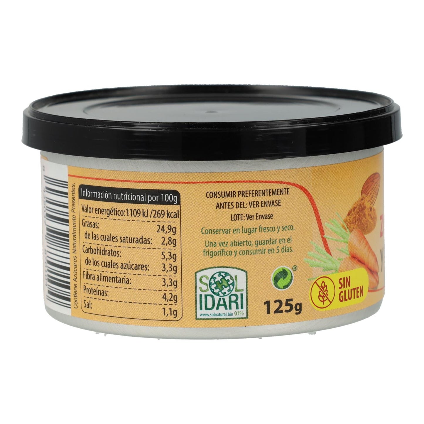 Bio-Sol Natürliche glutenfreie vegane Karotten-Kurkuma-Pastete 125 g