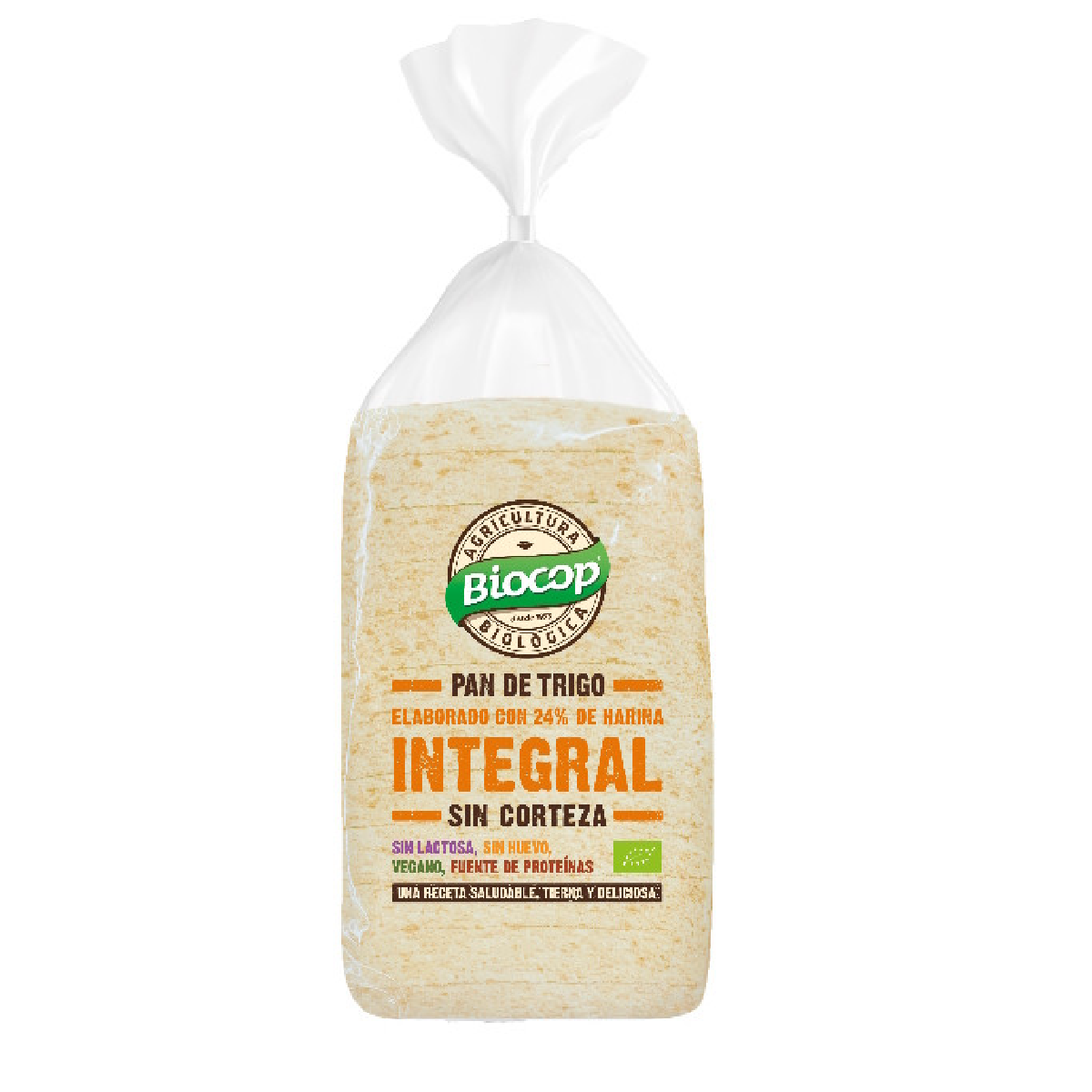 Pan de Molde Sin Corteza de Trigo Intergal BIO Biocop 300 g