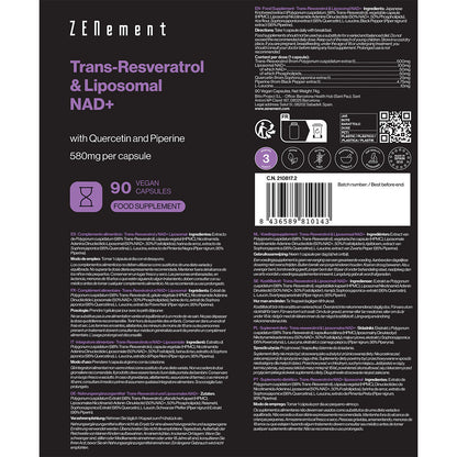 Trans-Resveratrol and NAD+ Liposomal Zenement 90 Capsules