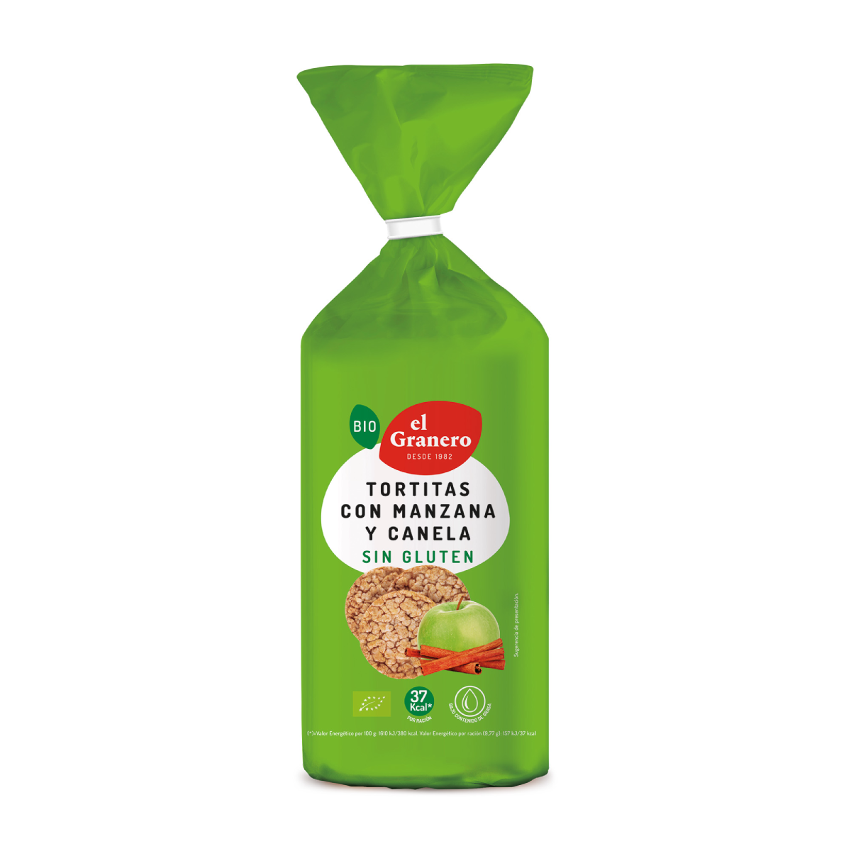 Tortitas de Arroz y Maíz con Manzana y Canela El Granero, 127g