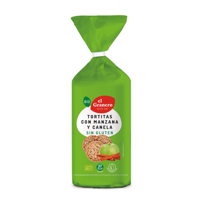 Tortitas de Arroz y Maíz con Manzana y Canela El Granero, 127g