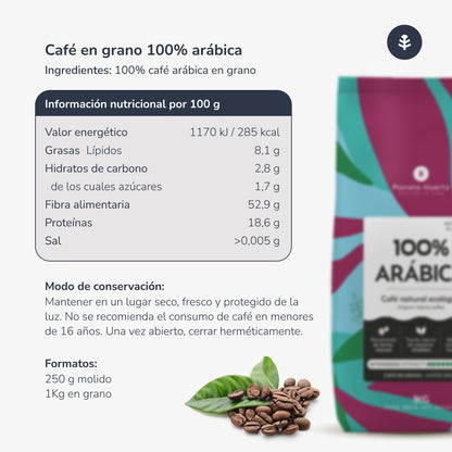 Pack 2x Café en grains Eco 100 % Arabica Planeta Huerto 1 kg