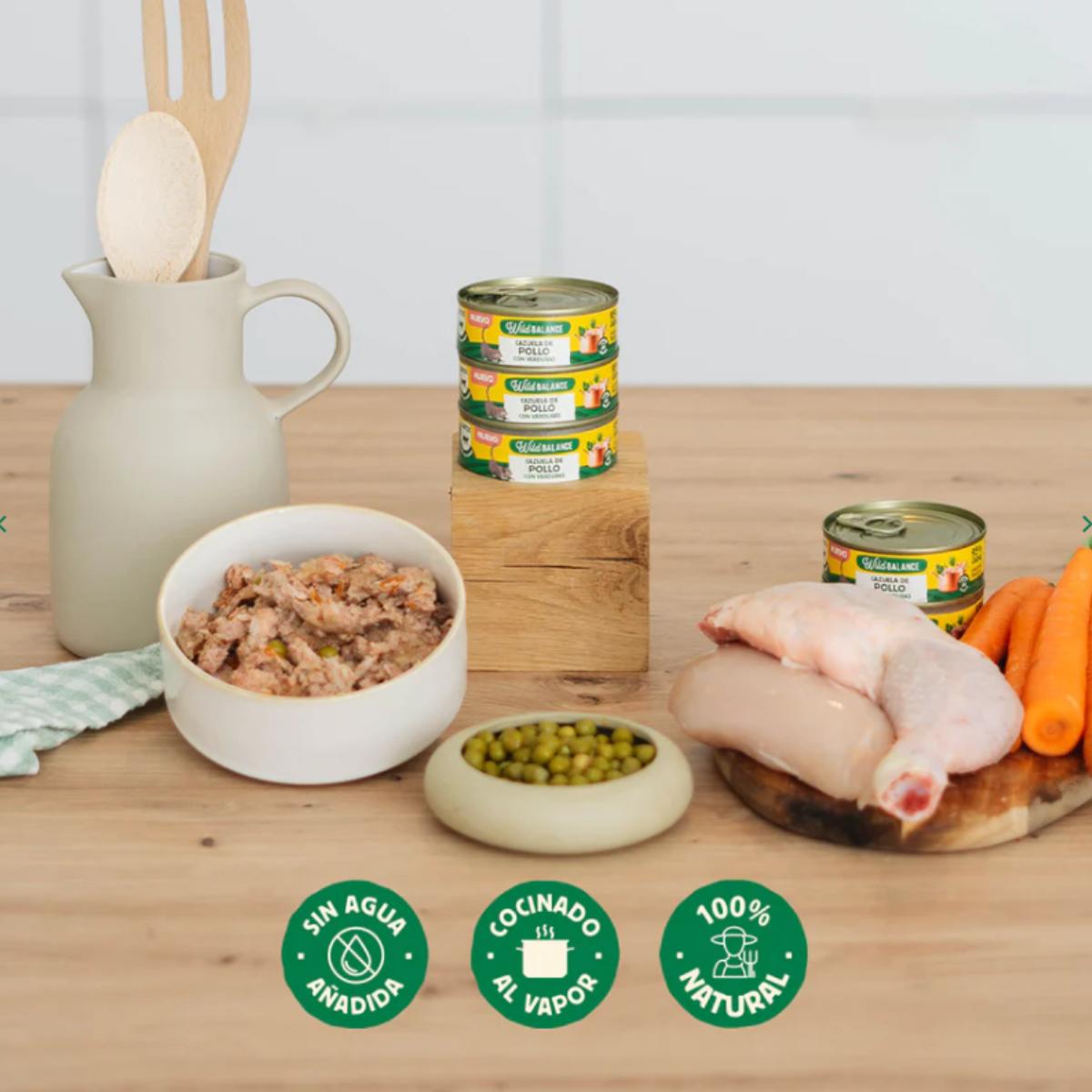 Lattina intera Casseruola di pollo per gatti Wild Balance 80 g