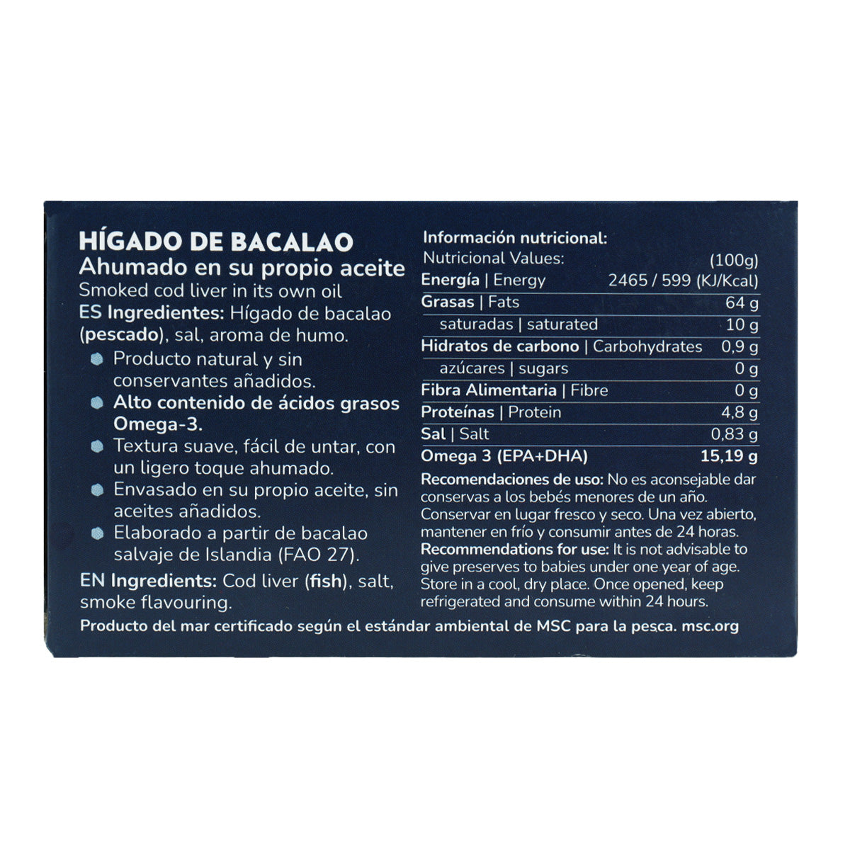 Kabeljauwlever in eigen olie Planeta Huerto 120 g
