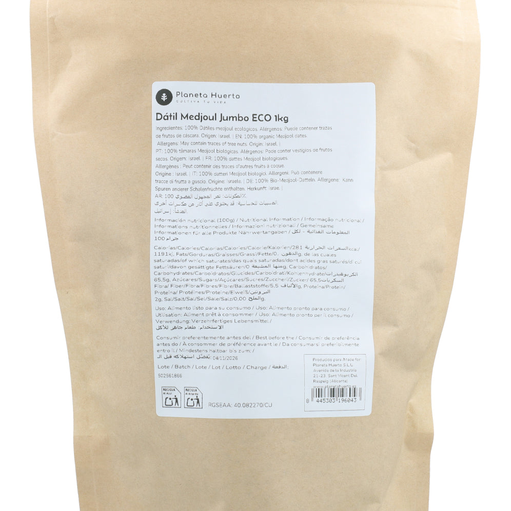 Jumbo medjoul dadels ECO Planeta Huerto 1 kg