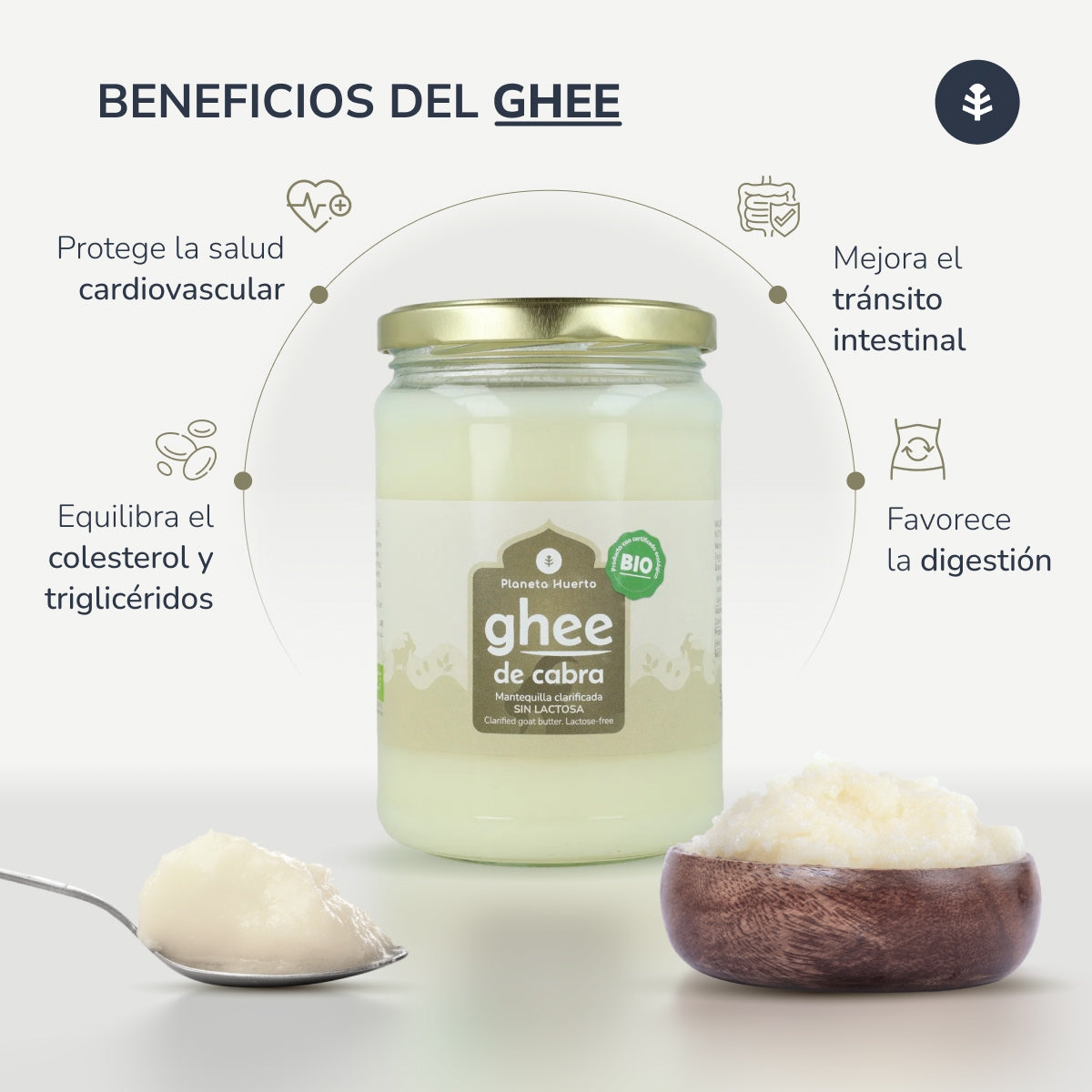 Ghee mantequilla clarificada de cabra ECO Planeta Huerto 500 g
