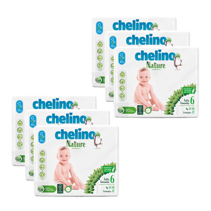 6-pack blöjor T6 17-28 kg Chelino Nature 27 st