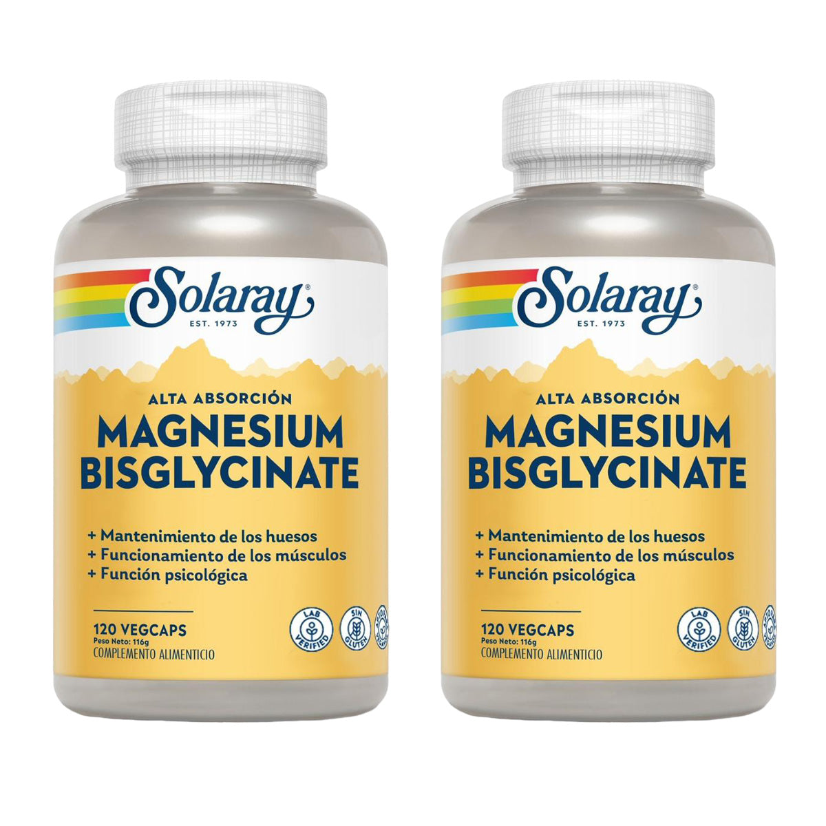 Pack 2x Bisglycinate Magnesio 120 cápsulas vegetales