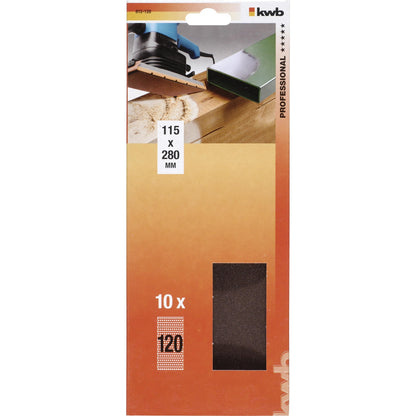 10 sanding sheets for orbital sander 115 x 280 mm KWB GR 120