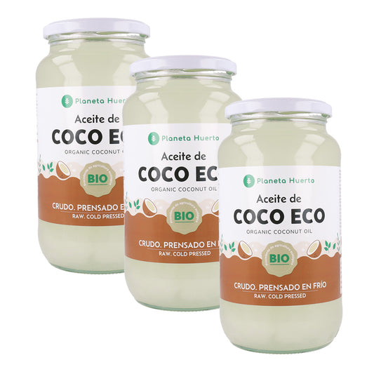 Pack 3x Virgin coconut oil ECO Planeta Huerto 1L