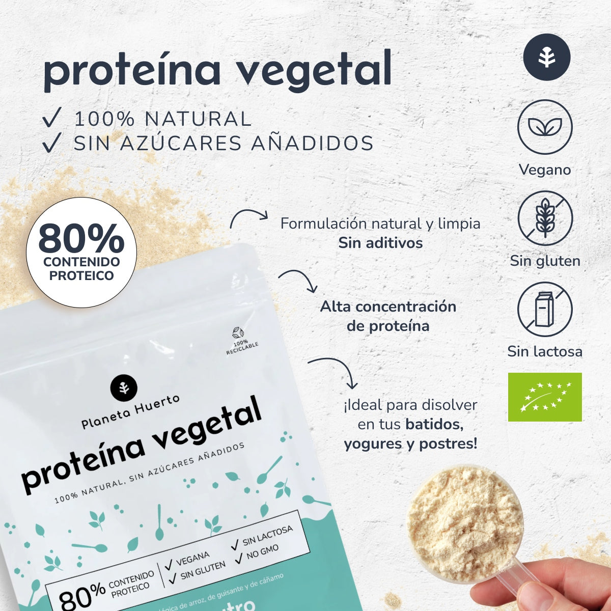 Neutral ECO vegetabiliskt protein 80% Planeta Huerto 500 g
