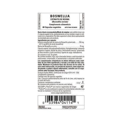 Extrait de résine de boswellia Solgar, 60 gélules