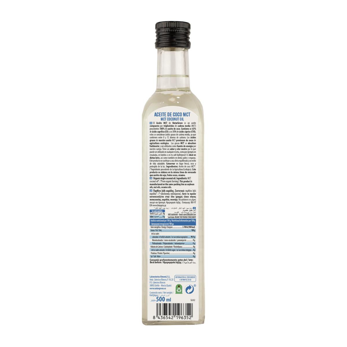 Ekologisk MCT-kokosolja NaturGreen  500 ml