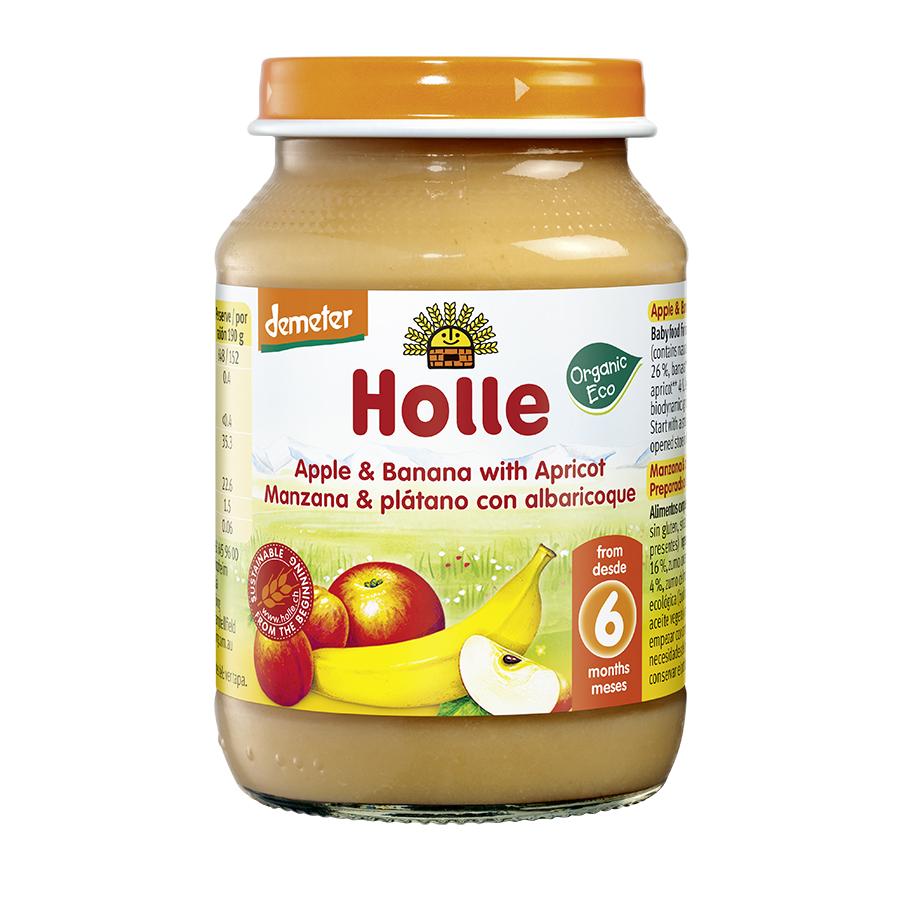 ECO-potje met appel, banaan en abrikoos +6 maanden Holle 190 g