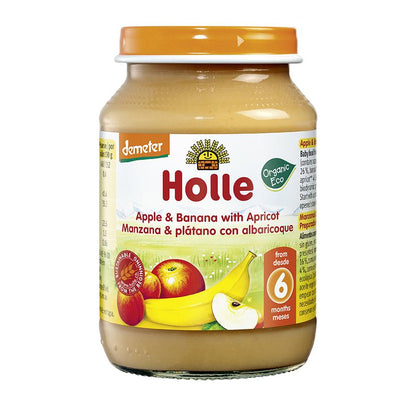 ECO-potje met appel, banaan en abrikoos +6 maanden Holle 190 g