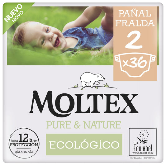 Couches  T2 (3-6 kg) Moltex Pure & Nature, 36 unités