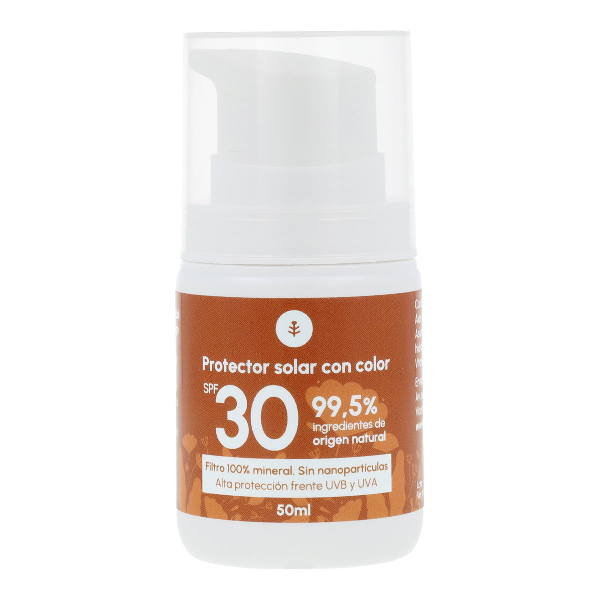Ansiktskräm med solskydd och färg 100 % mineral SPF30 Planeta Huerto 50 ml