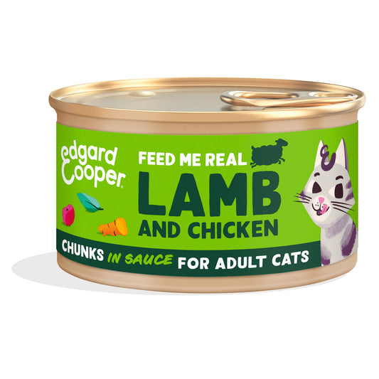 Edgard & Cooper wet cat food in sauce with lamb and chicken pieces, 85 g