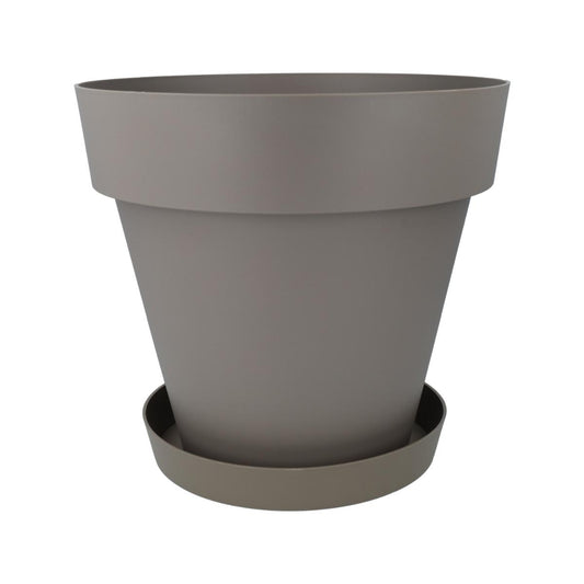 Pakket bloempot met schotel taupe Tes 26 x 24 cm