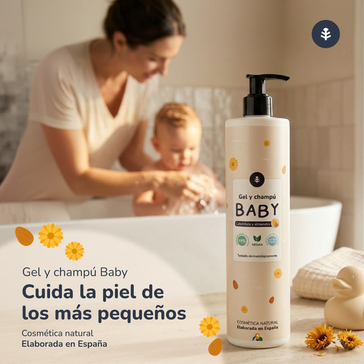 Pack Infantil Caléndula y Almendra: gel y champú + crema hidratante  Planeta Huerto