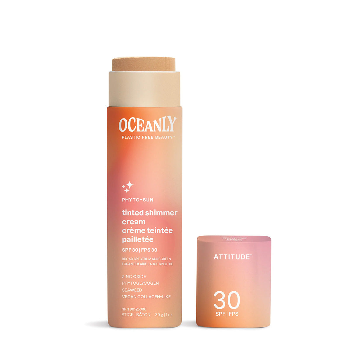Oceanly - Crema viso con protezione solare PHYTO-SUN - Con colore e lucentezza - SPF 30, Attitude, 30 g