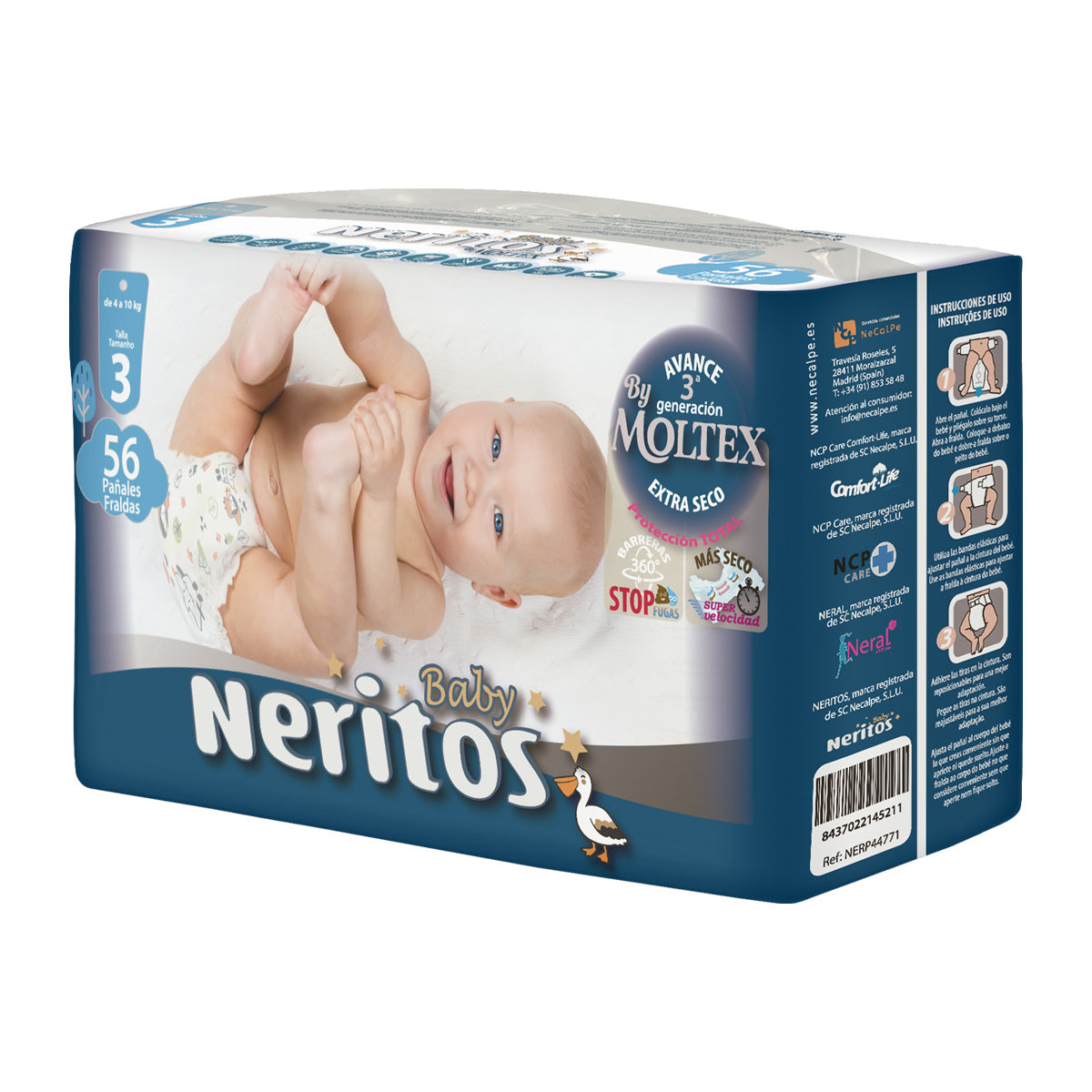 Couches Neritos Baby by Moltex T3 (4-10 kg) 56 unités