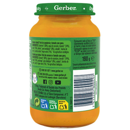 Ekologisk puré för spädbarn med morot, tomat och kalkon, Gerber 190 g