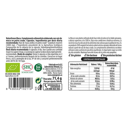 Gélules de maca Bio EXPERIENCE Naturgreen 120 gélules