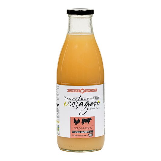 Biologische bottenbouillon "alleen botten" kip en rundvlees Ecolagen 1 l