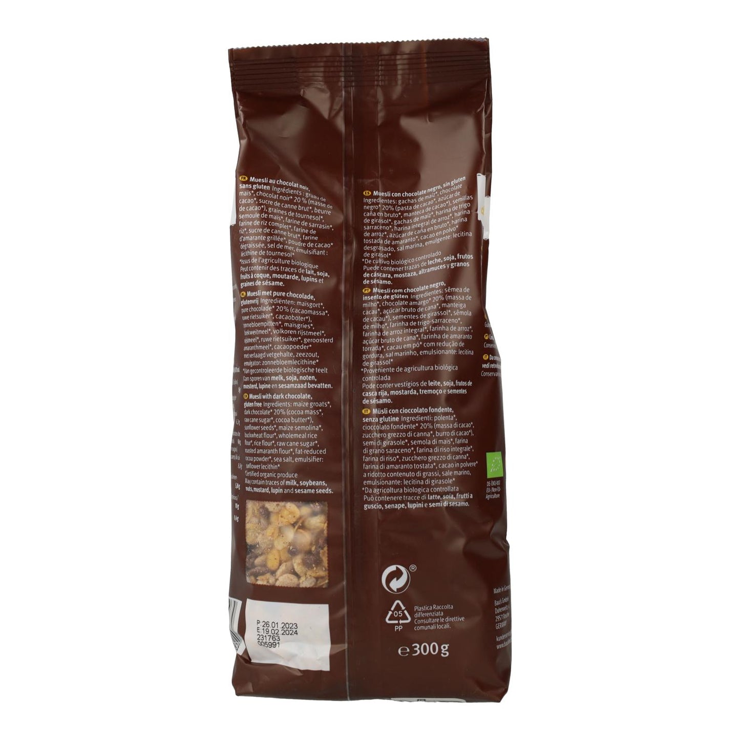 Muesli croccante con cioccolato fondente senza glutine Bauckhof 300 g