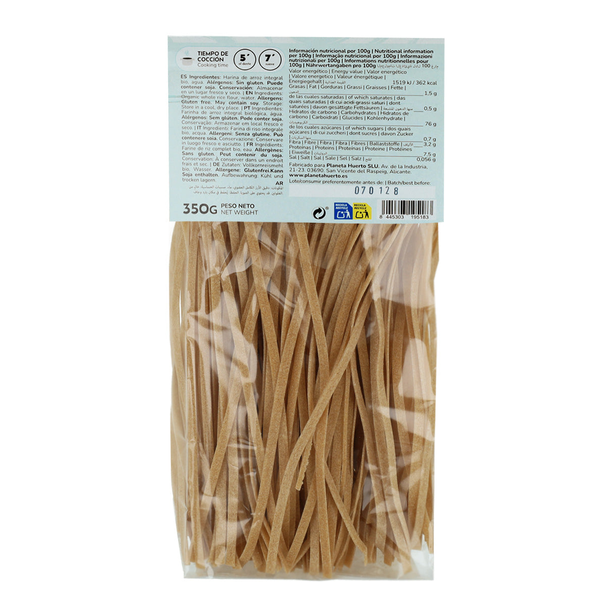Glutenfreie Vollkorn-Reisnudeln ECO von Planeta Huerto 350 g