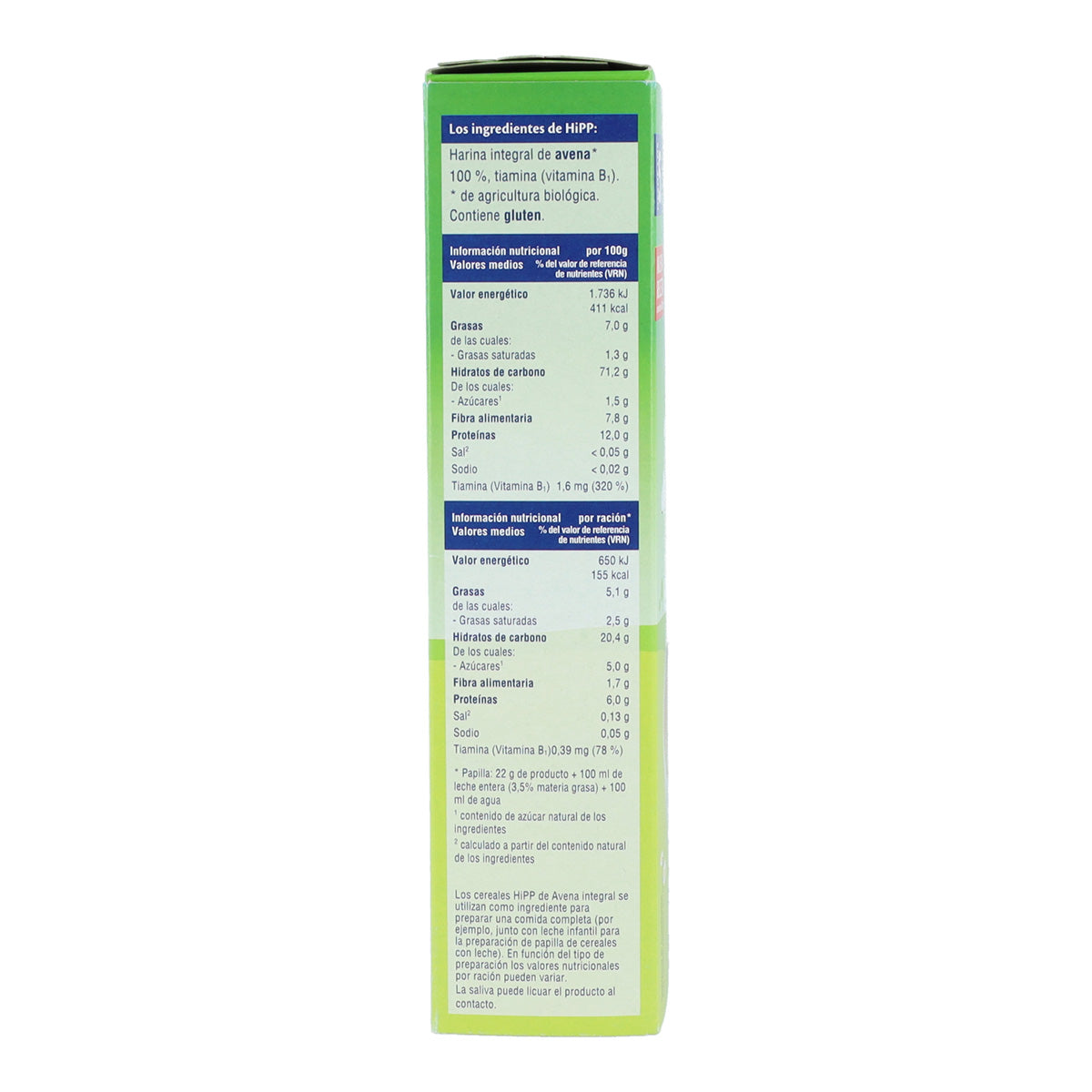 Avena 100% papilla de cereal BIO 200 g