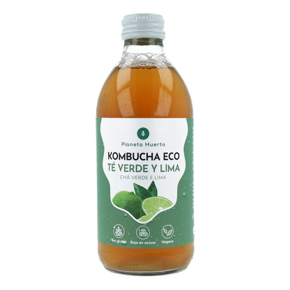 Pakket 12x Kombucha ECO groene thee en limoen Planeta Huerto 330 ml