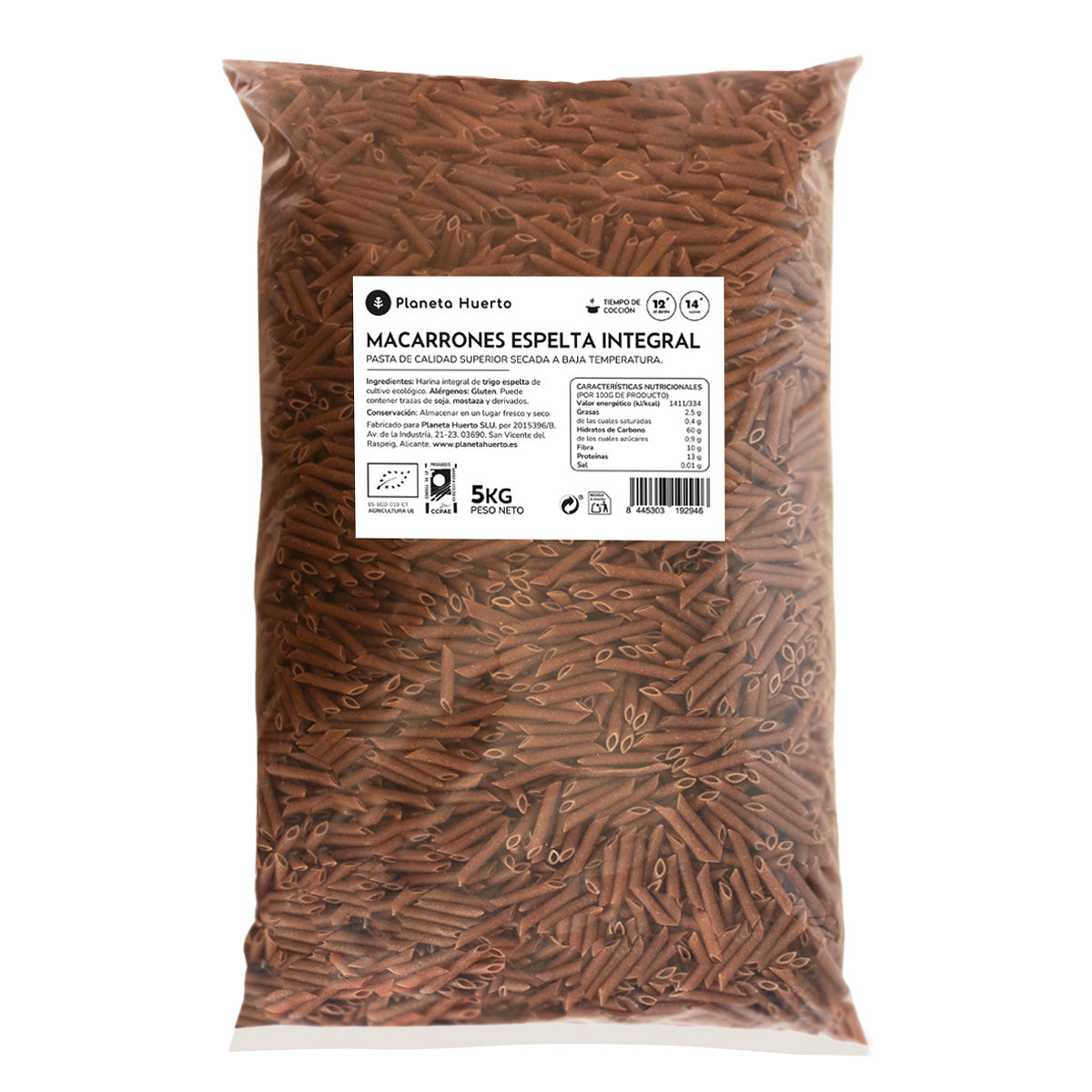 Fullkornsmakarroner av spelt ECO Planeta Huerto 5 kg