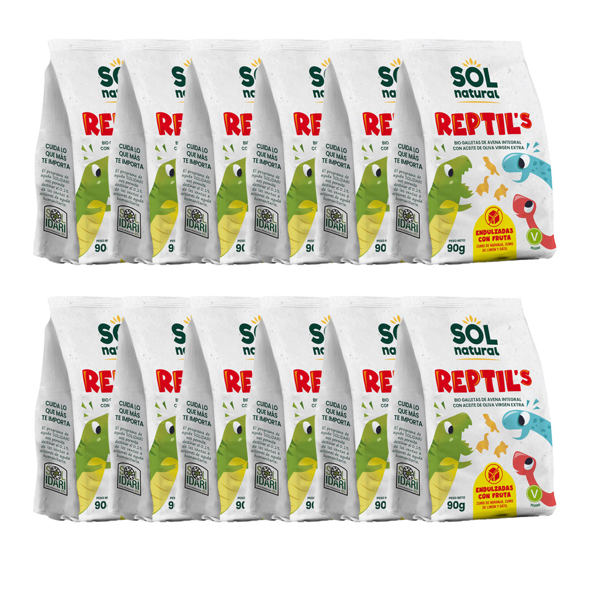 Pakket 12x biologische havermout- en fruitkoekjes voor kinderen Sol Natural 90 g