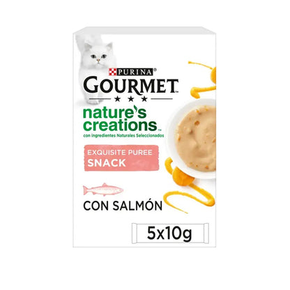 11er-Pack GOURMET Nature's Creations Exquisiter flüssiger Snack-Püree mit Lachs und Karotten 5 x 10 g