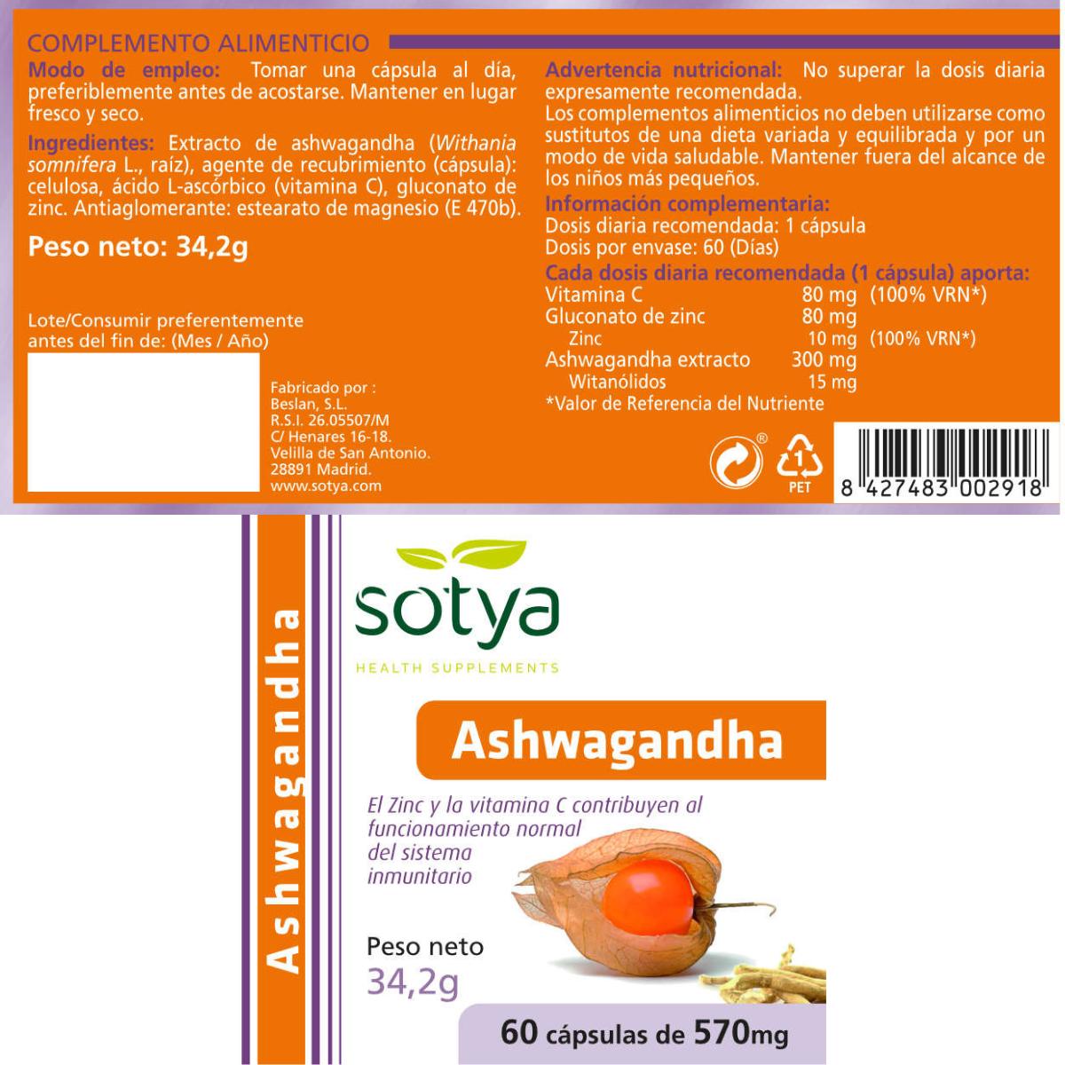 Ashwagandha 570 mg Sotya 60 kapsułek