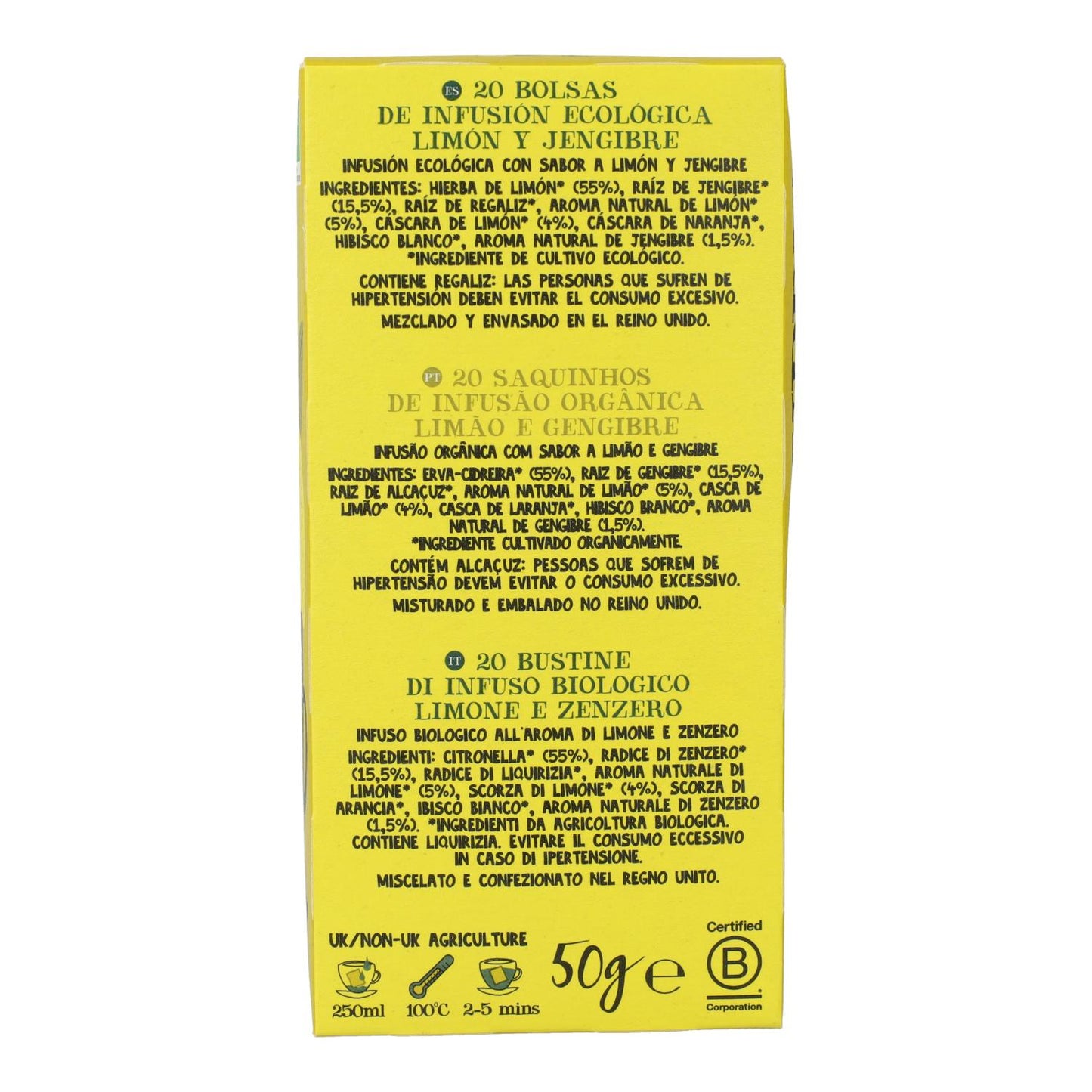 Bio-Tee Cupper Supreme Zitronen-Ingwer-Aufguss, 20 Teebeutel