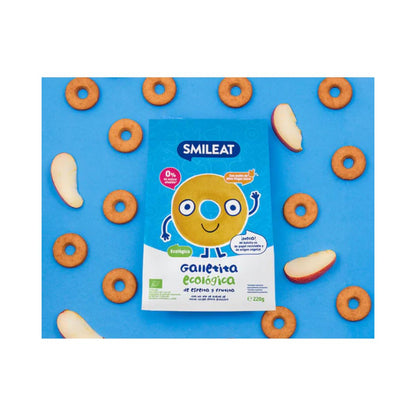 Pack 12x Galletas infantiles ECO de espelta con manzana Smileat, 220g