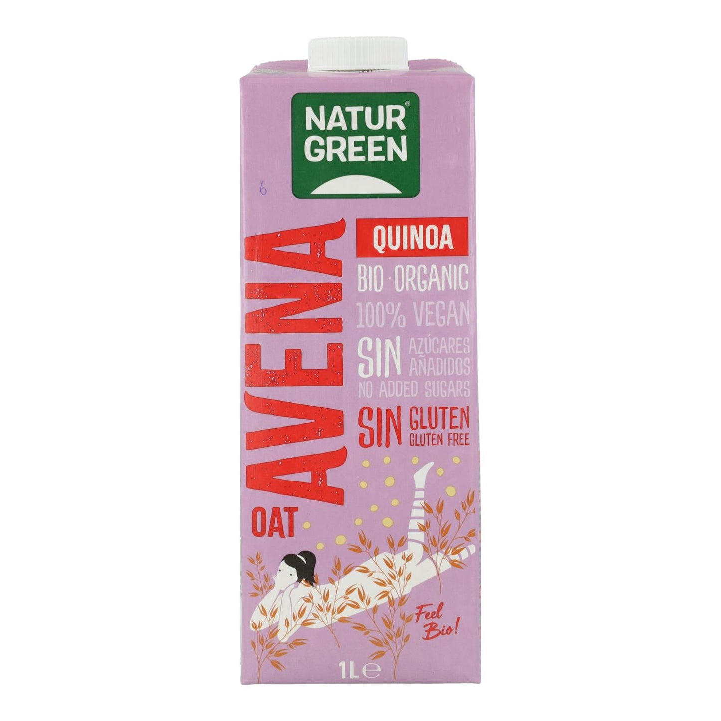 Pack 6 uds Bebida de Avena y Quinoa Bio Sin Gluten NaturGreen 1 L