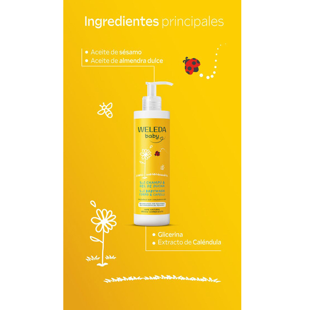 Shampooing et gel douche au calendula Weleda 400 ml