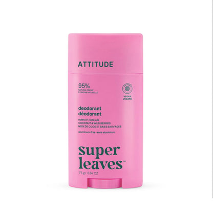 Super leaves Deodorant - Kokos en bosvruchten twist and glide, Attitude, 75 g