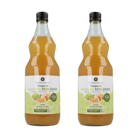 Confezione da 2 aceto di mele ECO crudo non filtrato con la madre Planeta Huerto 1L
