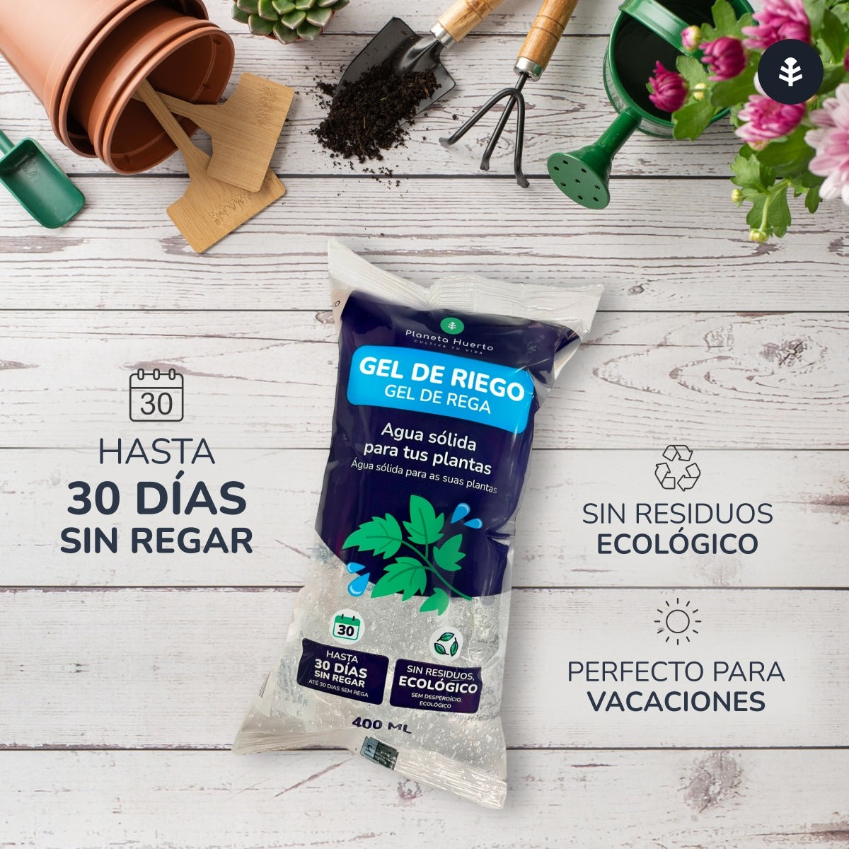 Confezione da 12 gel per irrigazione Planeta Huerto 400 ml
