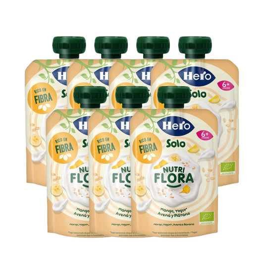 Zestaw 7 saszetek Nutri Flora o smaku mango, jogurtu, owsa i banana 100 g-Hero Solo