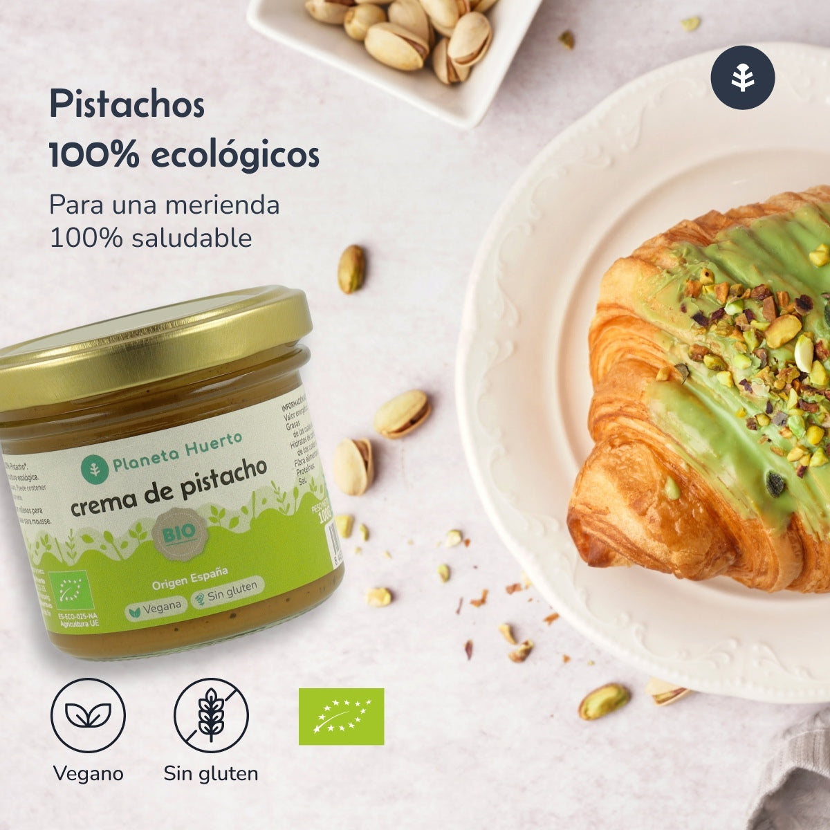 3-pack 100 % ekologisk pistagekräm Planeta Huerto 100 g