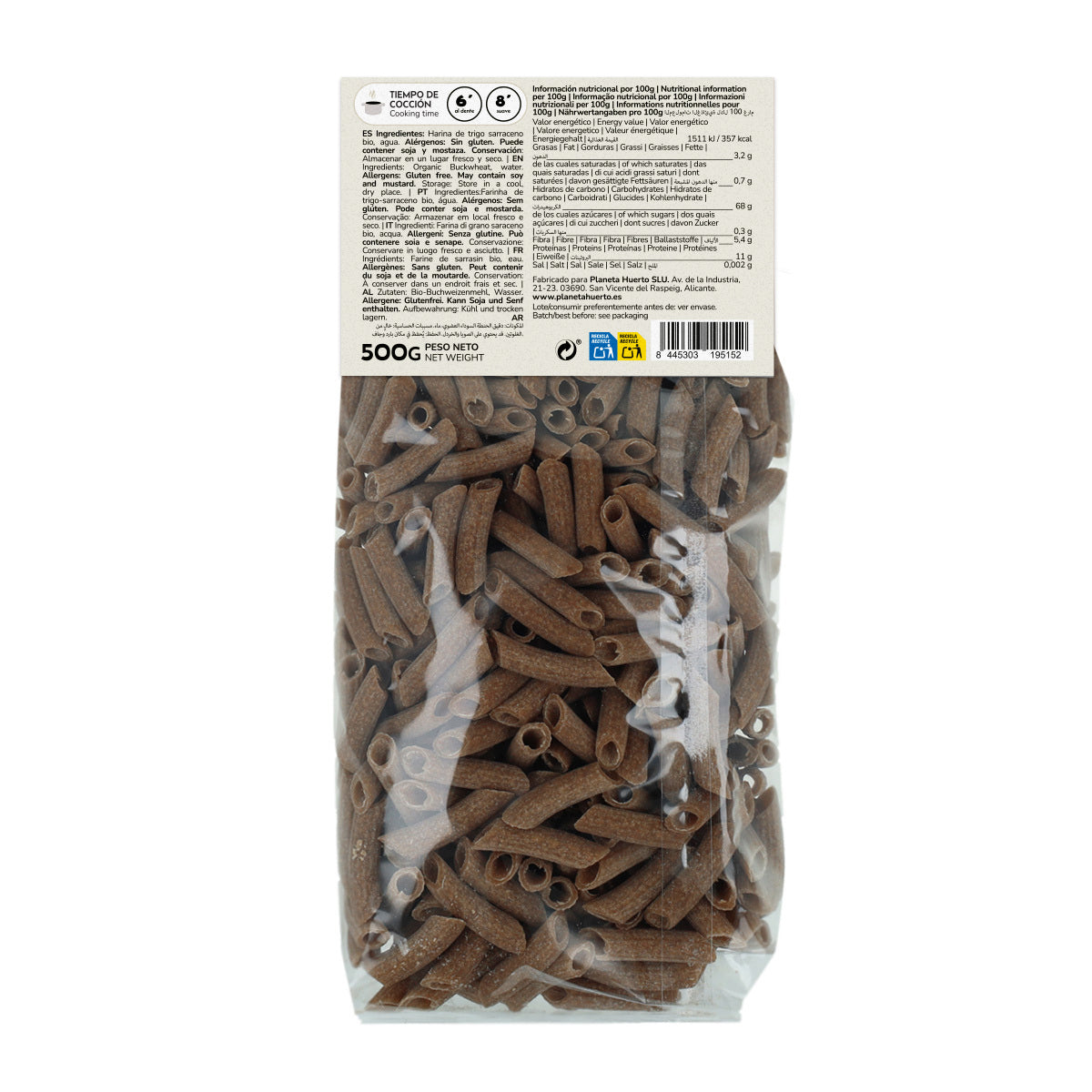 Planeta Huerto Organic Gluten-Free Buckwheat Macaroni 500 g