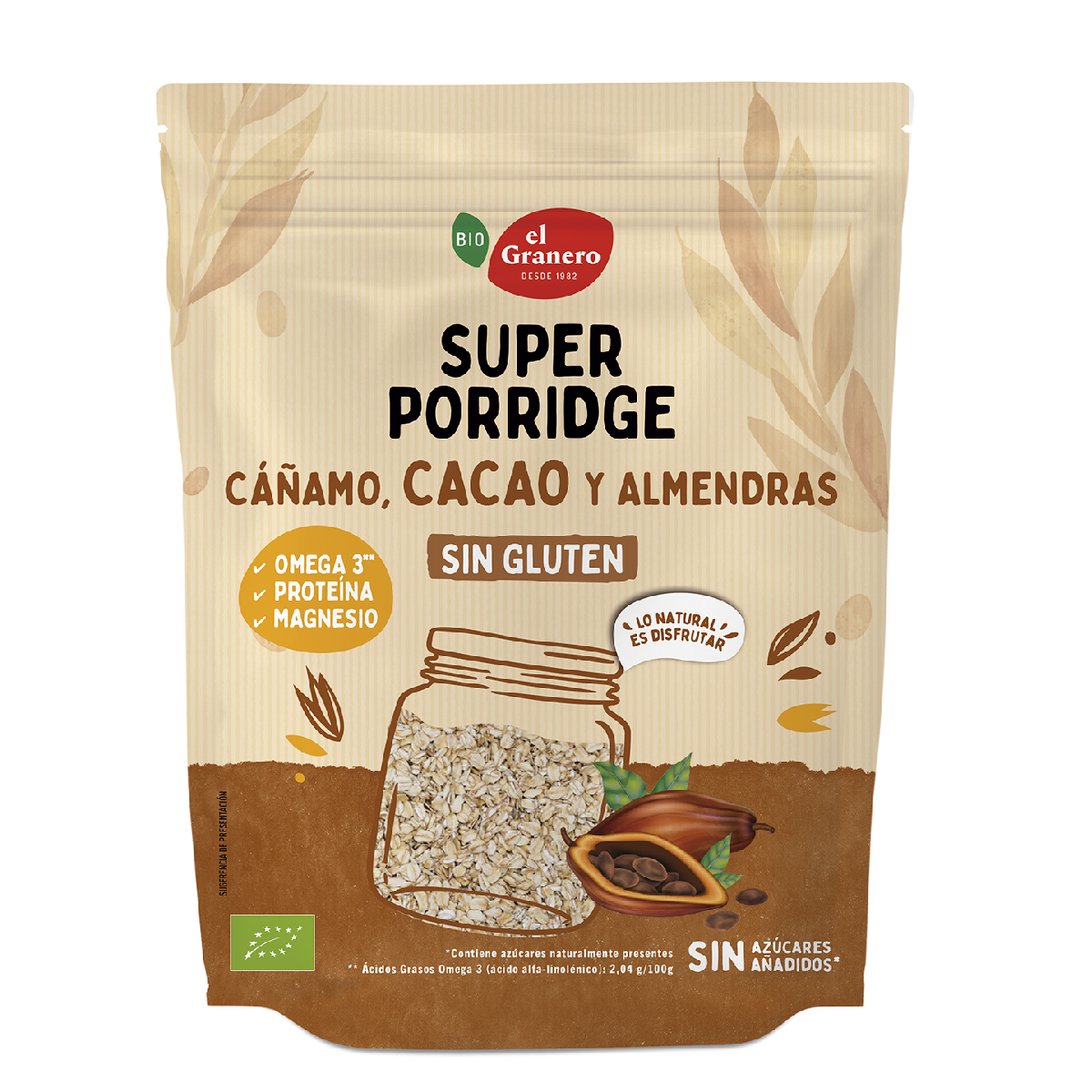 Super Porridge Gluten-Free Oat Flakes with Cocoa, Almonds and Hemp BIO El Granero 350 g