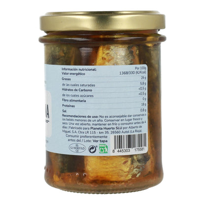 Pack 6x Sardinas en aceite de oliva ECO Planeta Huerto 190 gr