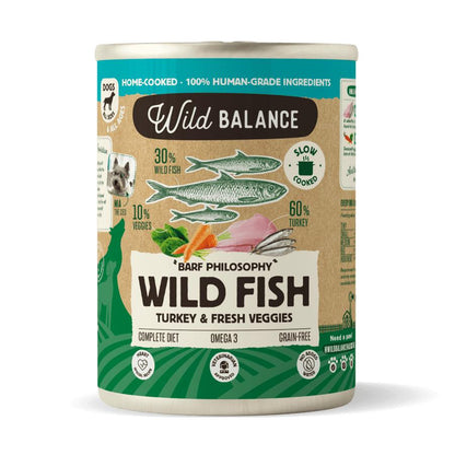 Barattolo di pesce e tacchino BARF per cani Wild Balance 400 g